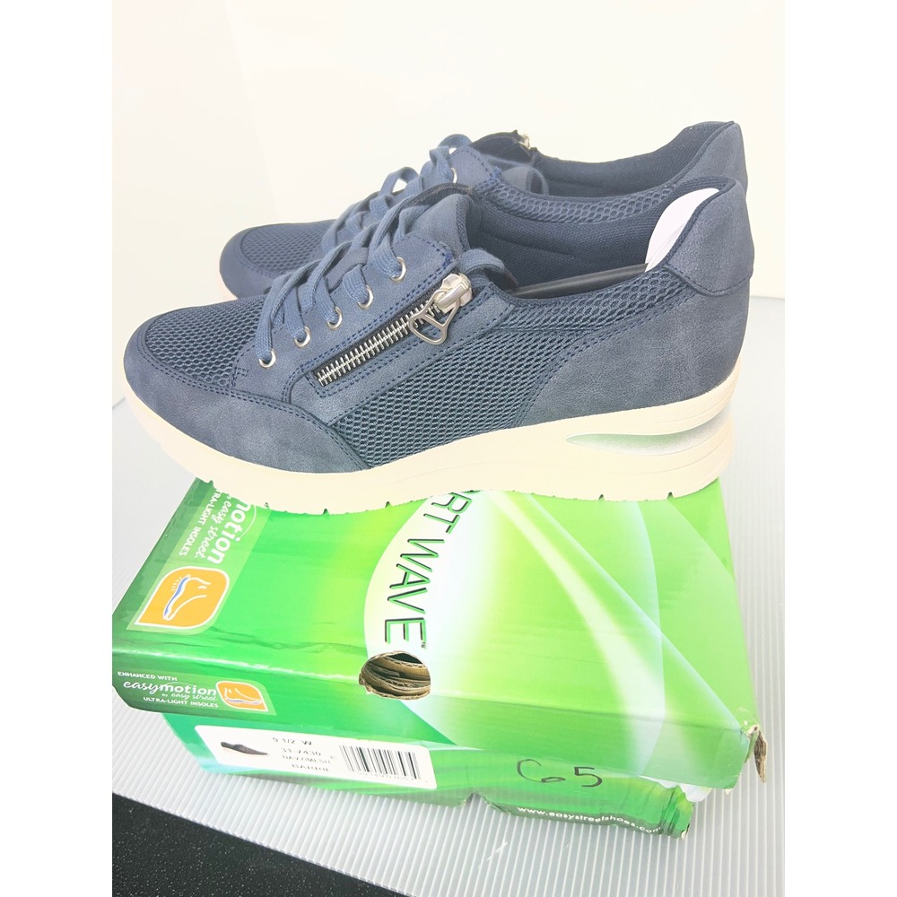 Easy Street Comfort Wave Barrie Navy Mesh Zip Up Sneakers Womens 9.5 W NEW - Picture 10 of 12